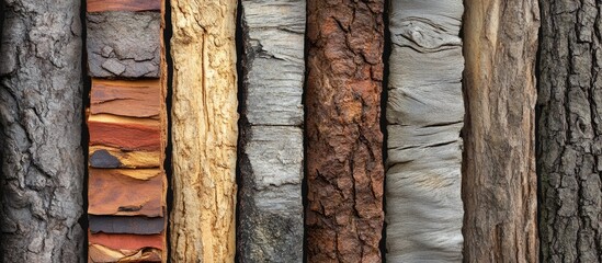 Aufkleber - Variety of textured wooden surfaces in different colors and patterns arranged side by side with Copy Space for text placement