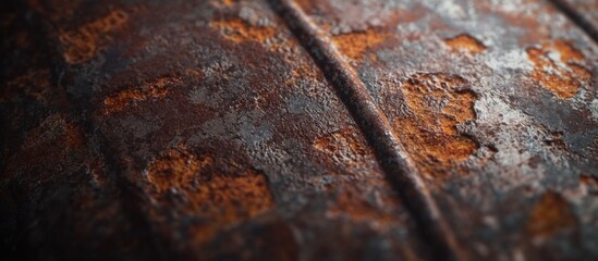 Aufkleber - Rusty metal surface texture with visible corrosion and patina patterns, macro photograph, Copy Space available.