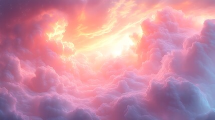 Wall Mural - Pink sunset cloudscape, heavenly background, dreamy, digital art, website design