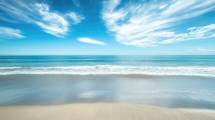 Aufkleber - Serene Pacific Ocean Coastline with Clear Blue Skies and Empty Space for Text Integration