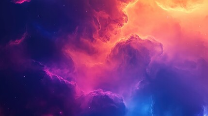 Aufkleber - Vibrant celestial nebula showcasing electric hues of purple, orange, and blue, capturing the beauty of the cosmos in a stunning atmospheric design.