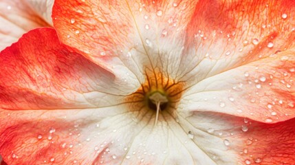 Leinwandbilder - Vibrant Macro Close-Up of Petunia Flower with Water Drops and Soft Background for Text or Design Elements