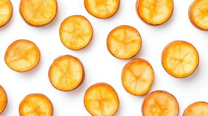 Leinwandbilder - Sliced nutmeg squash arranged on a white background seasonal food backdrop showcasing vibrant orange colors and textures.