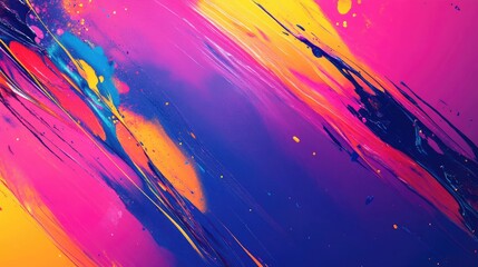 Aufkleber - Vibrant Colorful Abstract Artwork with Dynamic Brush Strokes and Space for Text Display or Creative Design Usage