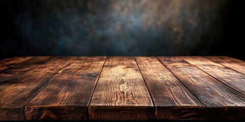 Poster - Rustic dark wood table top showcasing natural texture ideal for warm interior settings and elegant dining experiences in cozy environments