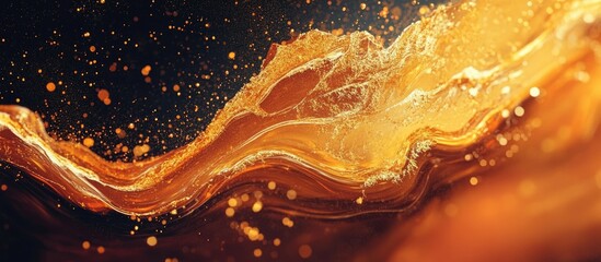 Leinwandbilder - Elegant abstract golden liquid wave background featuring spacious area for text and a dynamic design full of movement and richness.