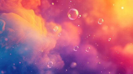 Leinwandbilder - Colorful Dreamy Background with Floating Bubbles in Air Surrounded by Vibrant Swirls and Soft Textures Creating a Magical Atmosphere