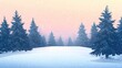 © Seyyar - Serene Winter Landscape with Snowfall Majestic Evergreen Trees at Sunset Ideal for Seasonal Promotions or Holiday Greetings