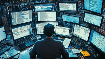 Developer Programming at Desk at Home