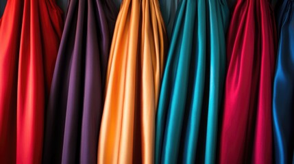 Fototapete - Vibrant Colorful Drapes and Fabrics for Elegant Evening Events with Blank Space for Text Addition