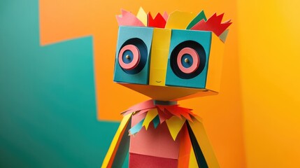Poster - Colorful Paper Character Set Against Bright Studio Background