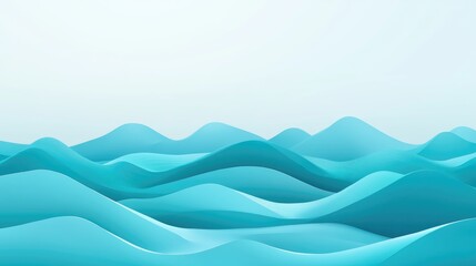 Aufkleber - Serene turquoise water waves abstract design with gentle curves and ample copy space for text or branding purposes