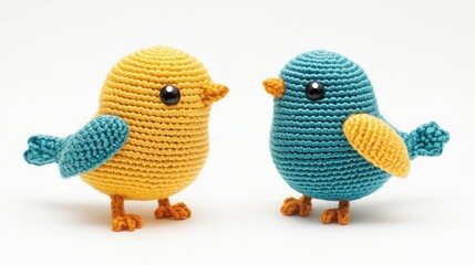 Aufkleber - Colorful Crochet Bird Toys Perfect for Home DÃ©cor and Playful Gifts on a Light Background