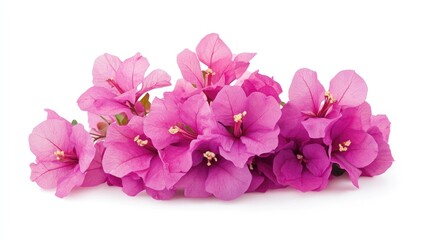 Poster - Bright pink bougainvillea flowers arranged beautifully showcasing their vibrant color and delicate petals against a clean white background.