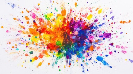 Poster - Colorful Confetti Explosion on White Background with Space for Custom Text or Branding