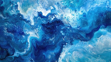 Leinwandbilder - Abstract Ocean Waves in Various Shades of Blue Creating a Dynamic and Captivating Visual Experience