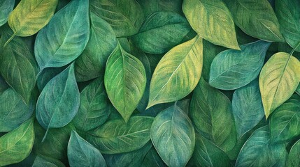 Poster - Tropical Leaves Background Lush Green Rainforest Texture Nature Wallpaper with Detailed Botanical Elements for Design Projects