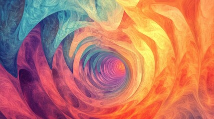 Wall Mural - Cosmic Vortex Tunnel Abstract Art with Colorful Energetic Waves and Empty Copyspace for Creative Design Projects