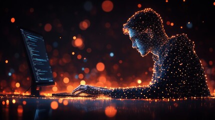 Digital Realm: A Programmer's Illuminated Night