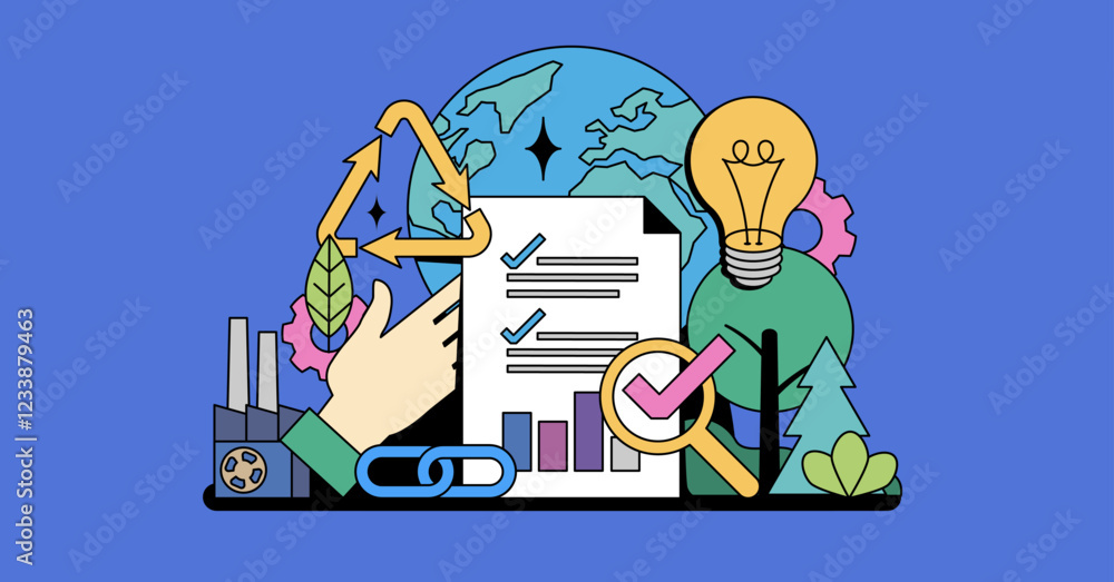 Visual Reference: Sustainability Reporting Focuses On Eco Friendly Practices With Hands