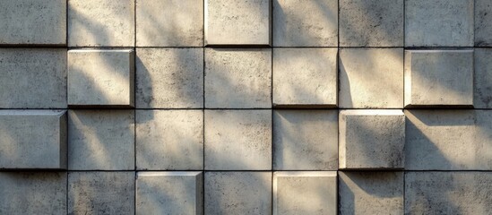 Wall Mural - textured concrete wall with geometric pattern and shadows copy space