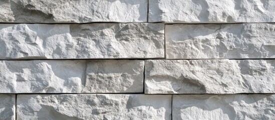 Wall Mural - Textured stone wall background with irregular rectangular tiles pattern