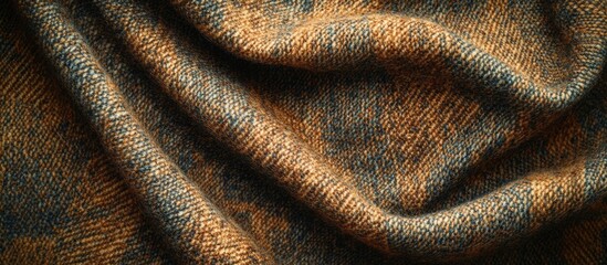 Wall Mural - Textured fabric with orange and blue fibers in a folded and wrinkled arrangement suitable for textile backgrounds Copy Space