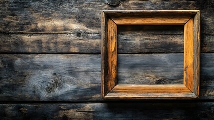 Aufkleber - Vintage wooden frame with natural texture and grunge details on a rustic wooden background  Empty copy space for text mockup or display