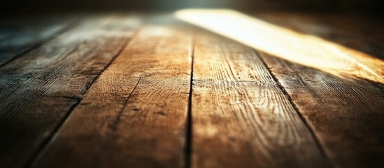 Sticker - Sunlit Wooden Floorboards with Warm Toned Light and Shadows