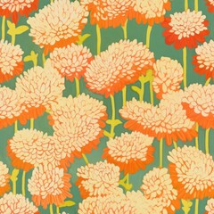 Sticker - Chubby chrysanthenmum flowers pattern asteraceae graphics.