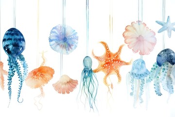 Wall Mural - Marine life jellyfish hanging animal.