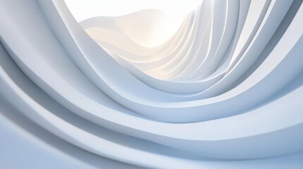 Fototapete - A visually striking 3D render featuring abstract rounded lines gracefully flowing across a light background.