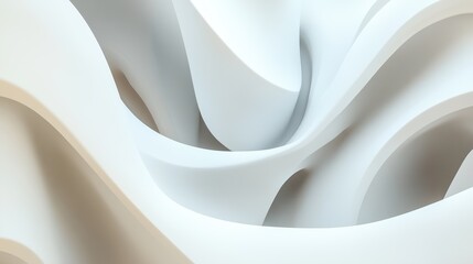 Fototapete - A visually striking 3D render featuring abstract rounded lines gracefully flowing across a light background.