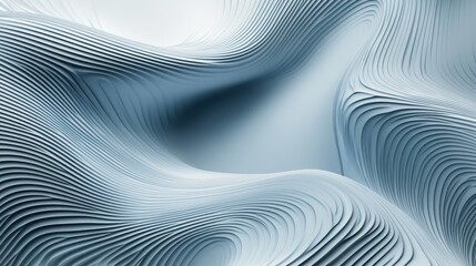 Fototapete - A visually striking 3D render featuring abstract rounded lines gracefully flowing across a light background.