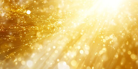 Wall Mural - golden festive lights shining with connecting lines and spheres, perfect visual for christmas time