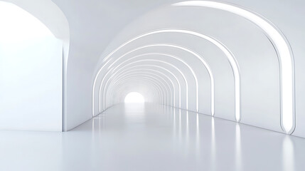 Wall Mural - White tunnel 360 panorama background, 3d rendering.