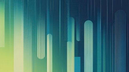 Aufkleber - An abstract grainy gradient background featuring minimalistic geometric shapes in blue and green hues. 