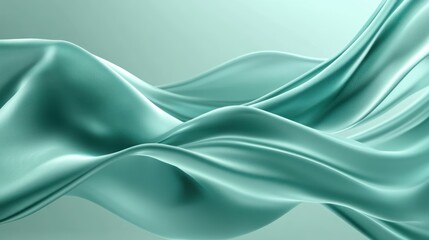 Aufkleber - An abstract satin turquoise sea waves design featuring smooth curves and soft shadows on a clean, modern background.