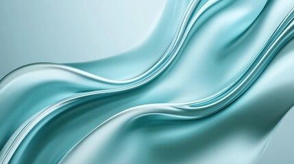Aufkleber - An abstract satin turquoise sea waves design featuring smooth curves and soft shadows on a clean, modern background.