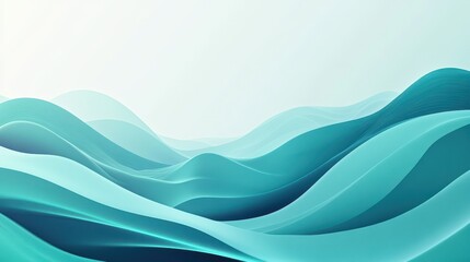 Aufkleber - An abstract satin turquoise sea waves design featuring smooth curves and soft shadows on a clean, modern background.