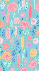 Canvas Print - Spring flowerswallpaper backgrounds pattern art.