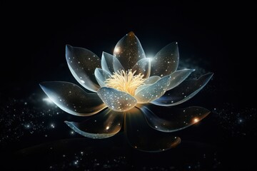 Canvas Print - Lotus flower light nature night.