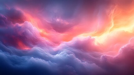 Wall Mural - Colorful cloudscape, sunset, fantasy, aerial, vibrant, design, artwork, background