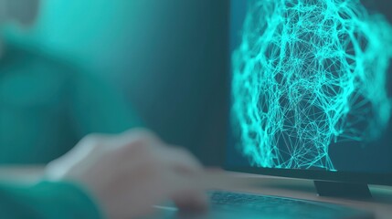 Digital Brain Connectivity Visualized on Computer Screen