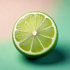 Wall Mural - lime slice on a white background