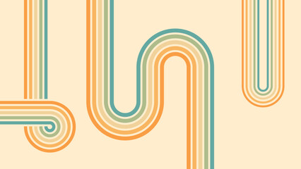 Wall Mural - abstract background of rainbow groovy wavy line design in 1970s hippie retro style. vector pattern r