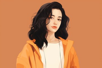 Wall Mural - portrait adult woman illustrated.