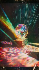 Wall Mural - Disco ball stage light show, cosmic background