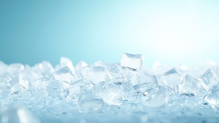 Wall Mural - Magnificent ice crystals on a vibrant blue background, closeup view of frozen water's intricate patterns