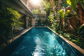 Sticker - A tropical large home in Bangkok plant architecture outdoors.